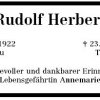 Herbert Rudolf 1922-2015 Todesanzeige